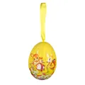 Yellow Easter foam egg ornament with hanging ribbon and cute rabbit illustrations - 5*7cm / Family Bunny Yellow / 1 Piece