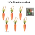 Pack of 6 orange glitter foam carrots for Easter hanging decorations - Glitter Carrot / 13cm (6 Pieces)