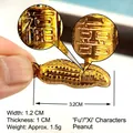 Pendentif en forme de cacahuète dorée avec caractères Fu et Xi pour décor festive - 4cm golden peanuts
