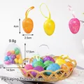 Colorful glitter foam Easter eggs set including hanging ribbons and mesh bag dimensions - Mesh Bag Eggs / 12 Pieces (3x4cm)