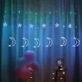 Multicolor LED star and moon curtain string lights for romantic bedroom party decor - Star Moon Curtain Light (Level) / Plug-in 220V (Standard Controller) / Colorful