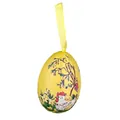Decorative yellow Easter foam egg with vintage chicken and floral pattern for hanging. - 5*7cm / Hen and Chick Yellow / 1 Piece