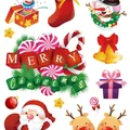 Festive Christmas window static clings featuring Santa Claus, reindeer, and snowman designs. - Christmas Static Cling (F-04) / 32x24cm