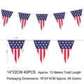 40PCS American flag triangular bunting string for Independence Day, 12 meters total length - Triangular String Flag (40 PCS) / 14x22cm (12m)