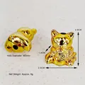 Pendentif figurine chat chanceux Maneki-neko doré galvanisé pour bricolage 2,9cm - Three-dimensional cat with fish beads