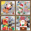 Festive Christmas window stickers set featuring Santa, reindeer, snowman, and gifts - Set (XC063-69)