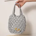 Shiny silver woven mesh bucket bag for beach vacations - No Inner Liner / Silver