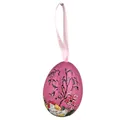 Hanging pink Easter egg decoration with floral patterns and chicken illustration - 5*7cm / Hen and Chick Red / 1 Piece