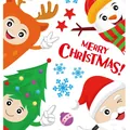 Merry Christmas static window stickers with festive cartoon Santa, snowman, and reindeer decals - Christmas Static Cling (H-02) / 32x24cm
