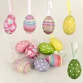 Colorful Easter foam eggs with ribbons in assorted floral and polka dot patterns - 4*6cm / Random Style / Set of 12