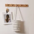 Bolso de cubo tejido a mano en algodón blanco minimalista con diseño de punto calado - Cubo Calado de Algodón / Beige