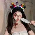 Λεπτομέρεια της φωτεινής κορδέλας Halloween με πολύχρωμα σύρματα πίπας και LED - Στέκα Γάτα Μάγος (EA1731) / Φωτεινό
