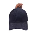 Casquette de baseball noire à motif léopard avec ouverture pour queue de cheval et filet - Taille unique / Léopard Noir - Chapeau Queue de Cheval