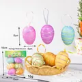 6er-Set bunte Glitzer-Ostereier aus Schaumstoff mit Aufhängebändern für die Deko - Deko-Osterei (028-008) / 6 Stück/Packung (4x6cm)