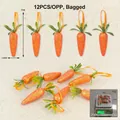 12er Set glitzernde orangefarbene Schaumstoff Karotten für Osterdekoration - Simulation Glitzer-Karotte / 12 Stück/Packung (7cm) / Orange Glitzer