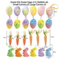 Buntes Set mit Ostereiern aus Schaumstoffpartikeln, Kaninchen und Möhren für Feiern - Osterei und Hasen Set (20#) / 24-teiliges Set