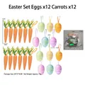 Osterdeko-Set mit 12 bunten Schaumstoff-Eiern und 12 simulierten Karotten für die Feier - 8# Ei und 13cm Karotten Set / 24-teiliges Set