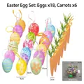 Set mit 18 bunten Ostereiern aus Schaumstoff und 6 glitzernden Karotten für die Dekoration - Ostern Ei Karotte Set #11 / 24-Teiliges Set