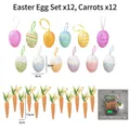 24-teiliges Osterdeko-Set mit 12 Glitzereiern und 12 Karotten, inklusive Maßangaben - Ostern Ei Karotte Set #16 / 24-Teiliges Set