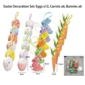 Buntes Ostern Schaumstoff Deko Set mit Eiern Hasen und Karotten für Osterparty Dekoration - Ostern Ei Karotte Set #17 / 24-Teiliges Set