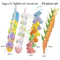 24-teiliges Set bunte Schaumstoff-Ostereier, Hasen und Karotten Osterdeko Aufhänger - Osterei & Karotten Set (19#) / 24-Teiliges Set