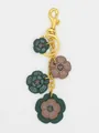 Llavero vintage de cuero PU con flores verdes y marrones para bolsos de mujer moda - Estilo Retro Color Block / Patchwork Verde Oscuro (22750)