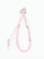 Detailansicht des rosa handgewebten Wachskordel-Lanyards mit silbernen Perlen - Rosa (22695)