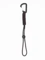 Detailed view of dark brown paracord tactical keychain with carabiner hook for camping - Dark Brown