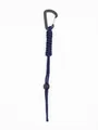 Macro detail of navy blue braided paracord lanyard attached to a black tactical carabiner - Dark Blue