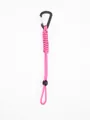 Detailed view of pink paracord lanyard with black tactical carabiner hook. - Pink