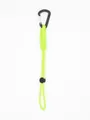 Detailed view of neon green braided paracord keychain with black carabiner clip - Fluorescent Green