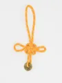 Pendaglio con nodo cinese intrecciato a mano arancione con antica moneta portafortuna - Righe Arancioni e Bianche
