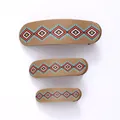 Set of three retro ethnic diamond pattern hair clips in graduated sizes on white background - Geometric Ethnic Style (90288)