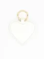 Detailed close-up of a white heart-shaped PU leather magnetic hat clip with golden ring - Heart Charm / White