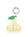 Close-up detail of hand-woven cream PU leather cherry bag charm with a silver clasp - Cherry Woven Pendant (22065) / Cream