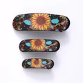 Retro sunflower and leopard print pattern hair clip combo set in three different sizes - Leopard Sunflower Style (90293)