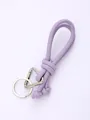 Detailed view of the purple handmade woven PU leather strap with silver metal hardware - Light Purple (20850)