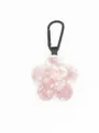 Vista de detalle del llavero de flor de mezclilla a cuadros rosa con lentejuelas - Lentejuelas Cuadros Rosas y Blancos (22260)
