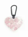 Detalle de llavero de corazón en denim rosa con lentejuelas y un clip metálico - Rosa (Estilo de Lentejuelas)