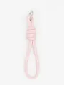 Soft pink faux leather knotted keychain wrist strap with polished silver ring clasp - Pink
