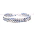 Close-up detail of hand-woven blue and white braided wax rope bracelet for summer - Blue and White Woven (30269)