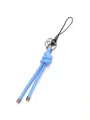 Detailed view of a handcrafted light blue braided leather cord charm with a stylish knot - Sky Blue (21568)