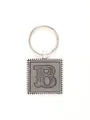 Close-up of vintage style letter B embossed keychain in silver and grey finish - Letter B Style (20717)