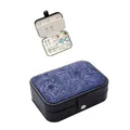 Vintage western style jewelry box with blue embossed floral pattern and snap closure - Medium Snap Style / 16x11x5cm / Dark Blue Embossed
