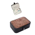 Vintage western style embossed PU leather jewelry box with floral pattern for storage - Medium Snap Style / 16x11x5cm / Brown Floral Embossed