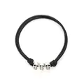 Black braided leather cord bracelet with three silver skull charms for gothic style - Black Skull Pendant (30240)