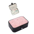 Vintage Western style pink floral embossed PU leather jewelry storage box - Medium Snap Style / 16x11x5cm / Lavender Floral Embossed
