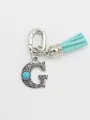 Bohemian ethnic style letter G metal charm with turquoise and light blue tassel - Letter G