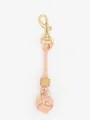 Handmade pink woven ball bag charm with wooden bead and gold clasp - Light Pink (22605)