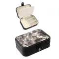 Western cow print jewelry storage box in black leather with multifunctional compartments - Medium Snap Style / 16x11x5cm / Black White Cow Print